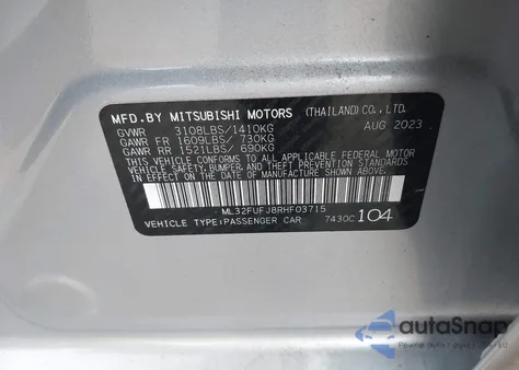 2024 Mitsubishi Mirage G4 Black Edition из США, поврежденный, VIN ML32FUFJ8RHF03715